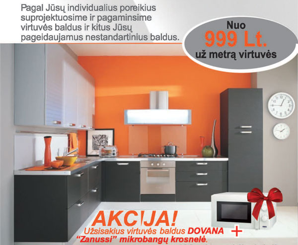 Virtuvės baldai + Dovana Mikrobangų krosnelė